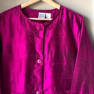 NWT BLEU BAYOO Silk Fuchsia 3/4 Sleeve Boxy Jacket